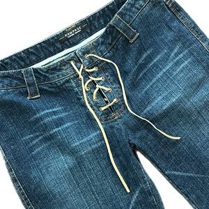 Rare Vintage Y2K Rampage Denim Lace-Up Low Rise Flare Jeans